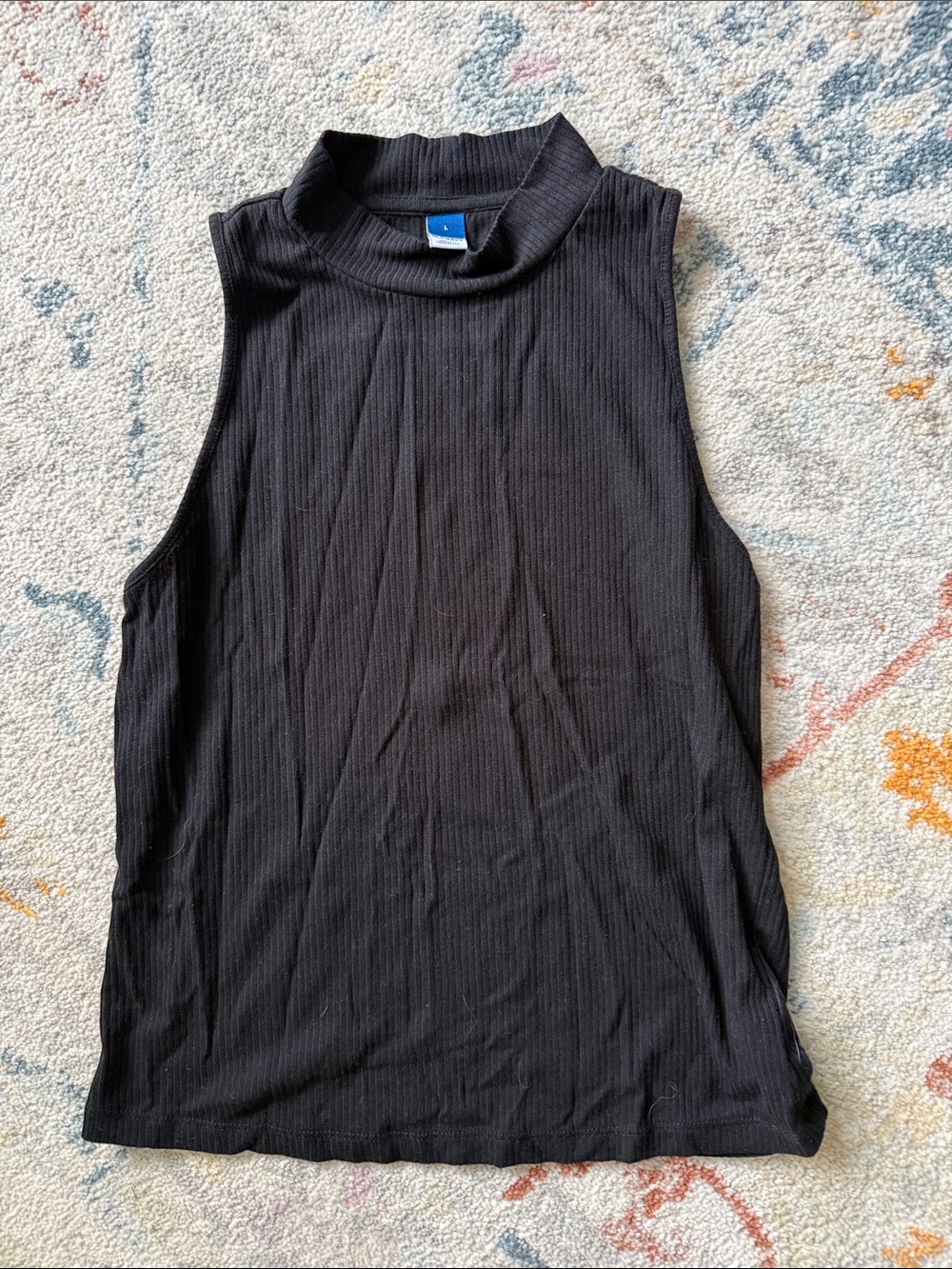 Old Navy Black Ribbed Mock Neck Tank Top